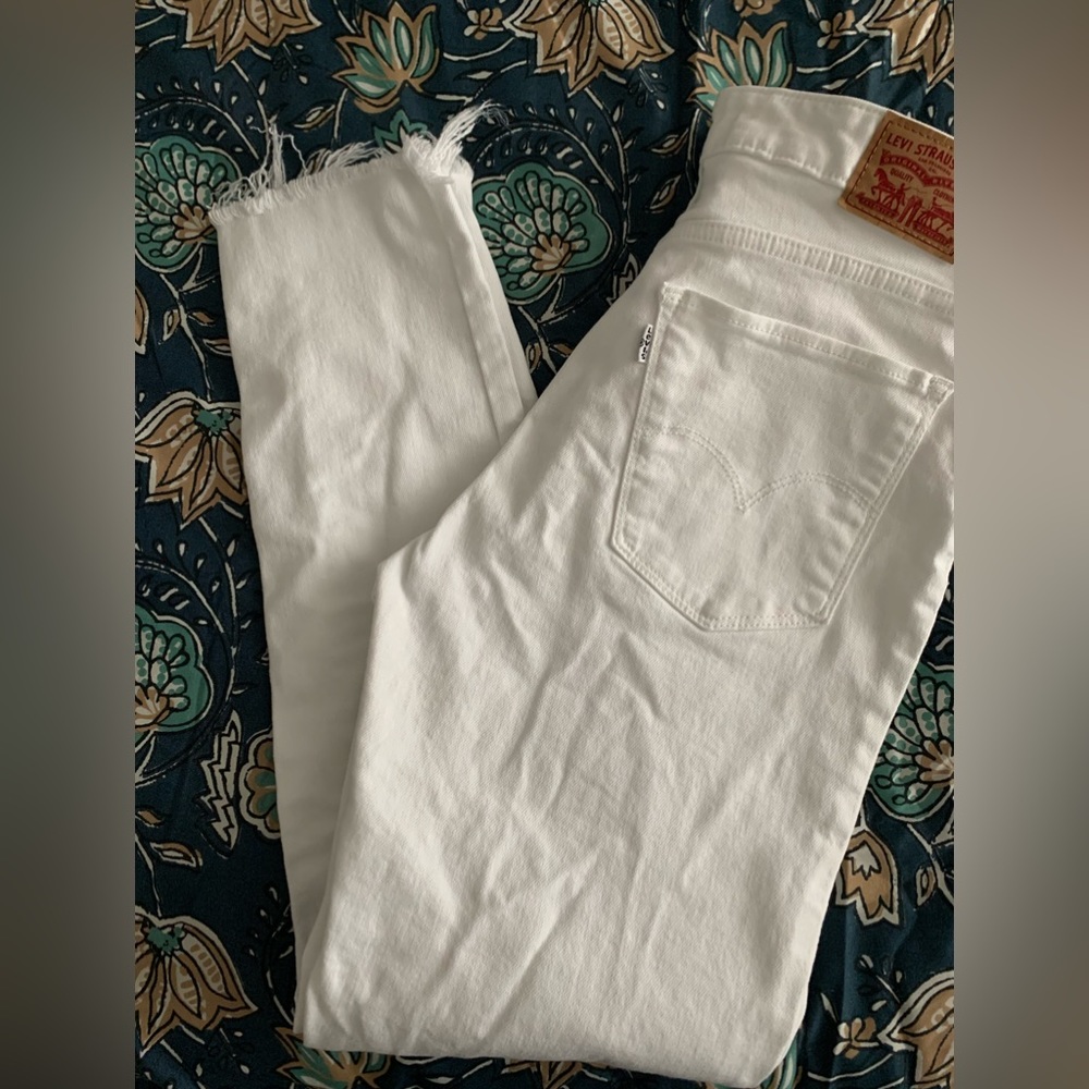 Levi's 721 Women’s Ankle high rise skinny jeans white distressed size 29 - Picture 7 of 11